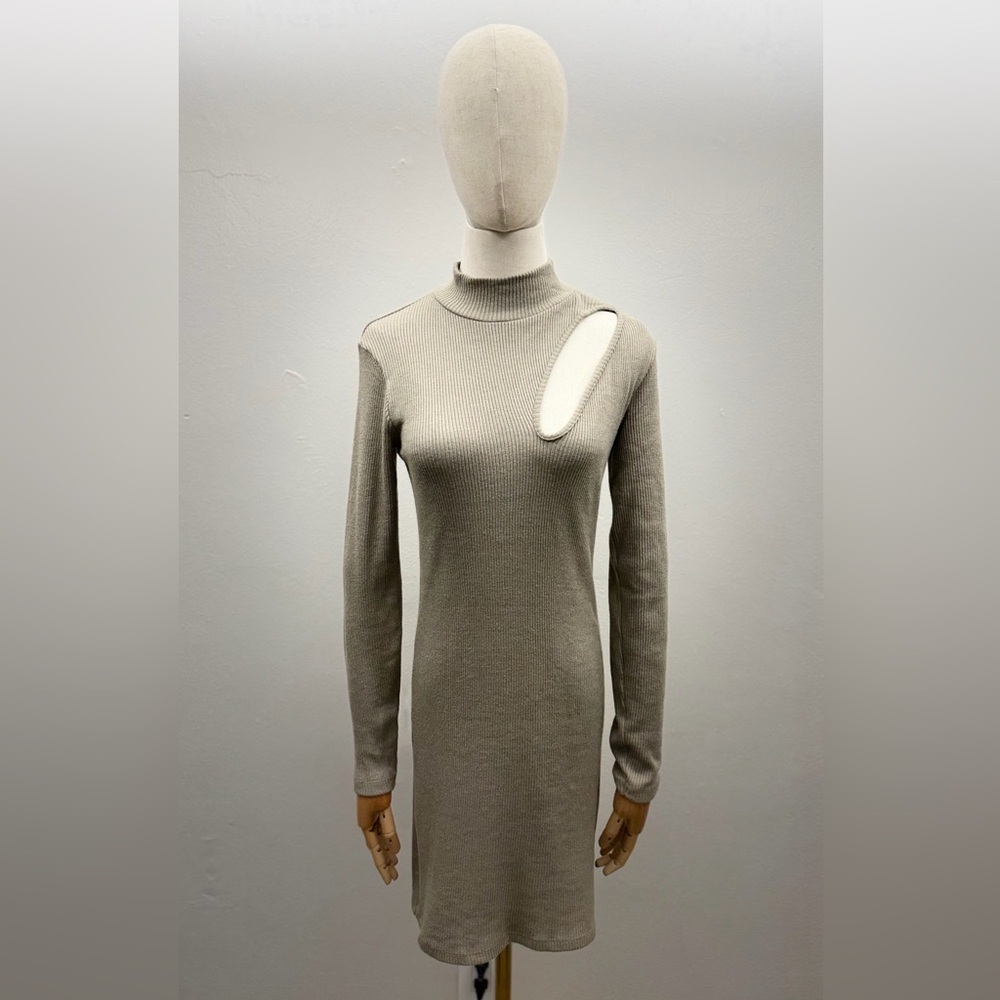 Zara Taupe Knit Sweater Dress Size L Viscose, Polyester, Polyamide